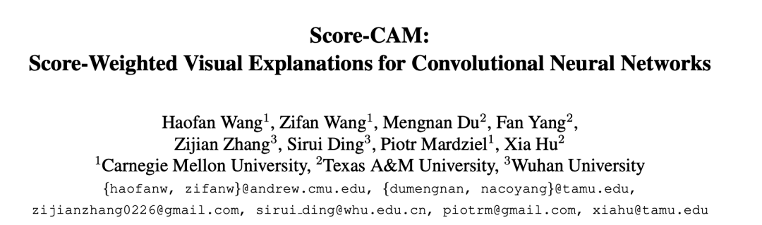 首次摆脱对梯度的依赖CMU等开源Score CAM基于置信分数的视觉可解释性 知乎