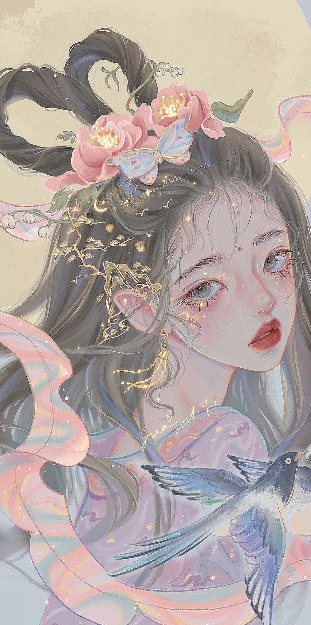 手绘女孩壁纸有没有一系列的