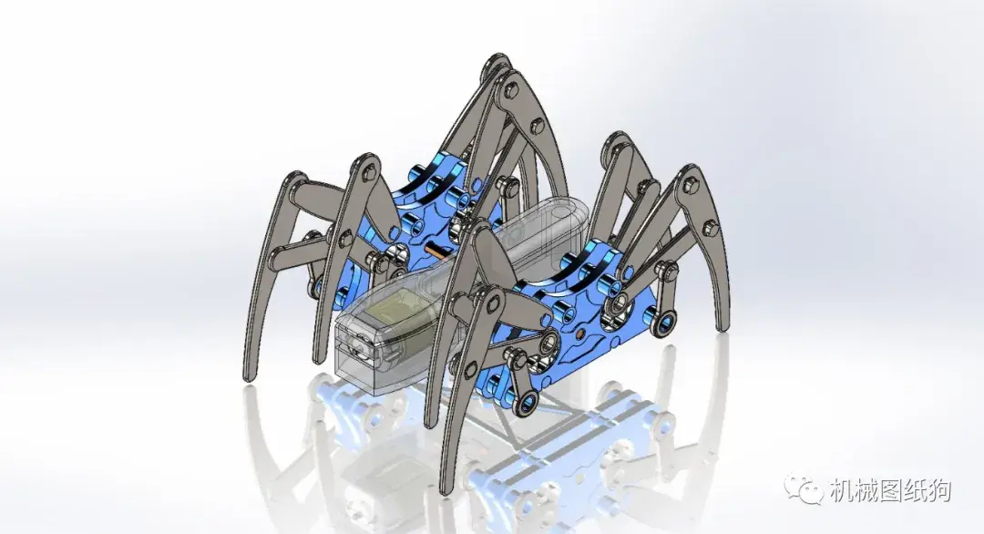 机器人roboticspider蜘蛛八足爬行结构3d图纸solidworks设计