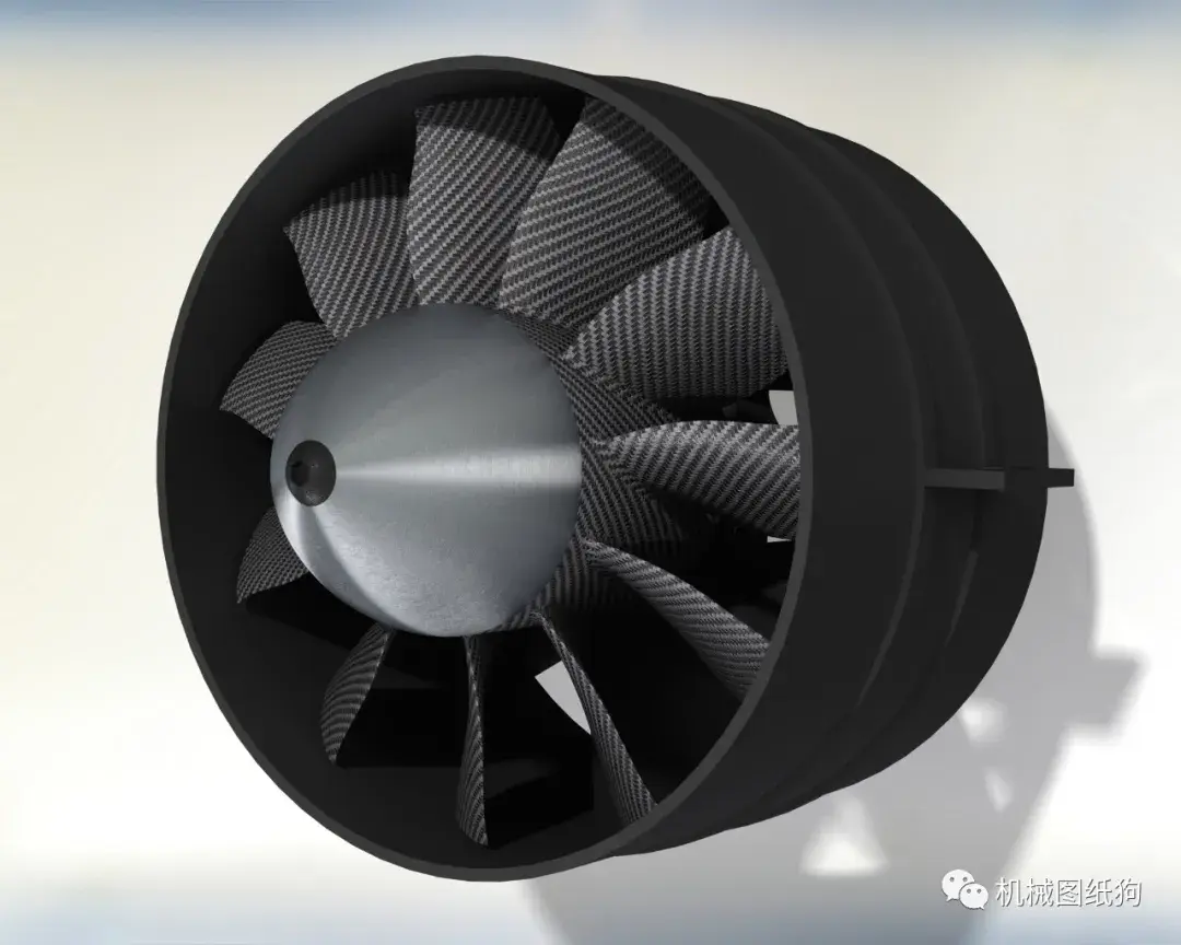 【工程机械】90mm 11叶片涵道风扇式螺旋桨3d图纸 solidworks 附igs