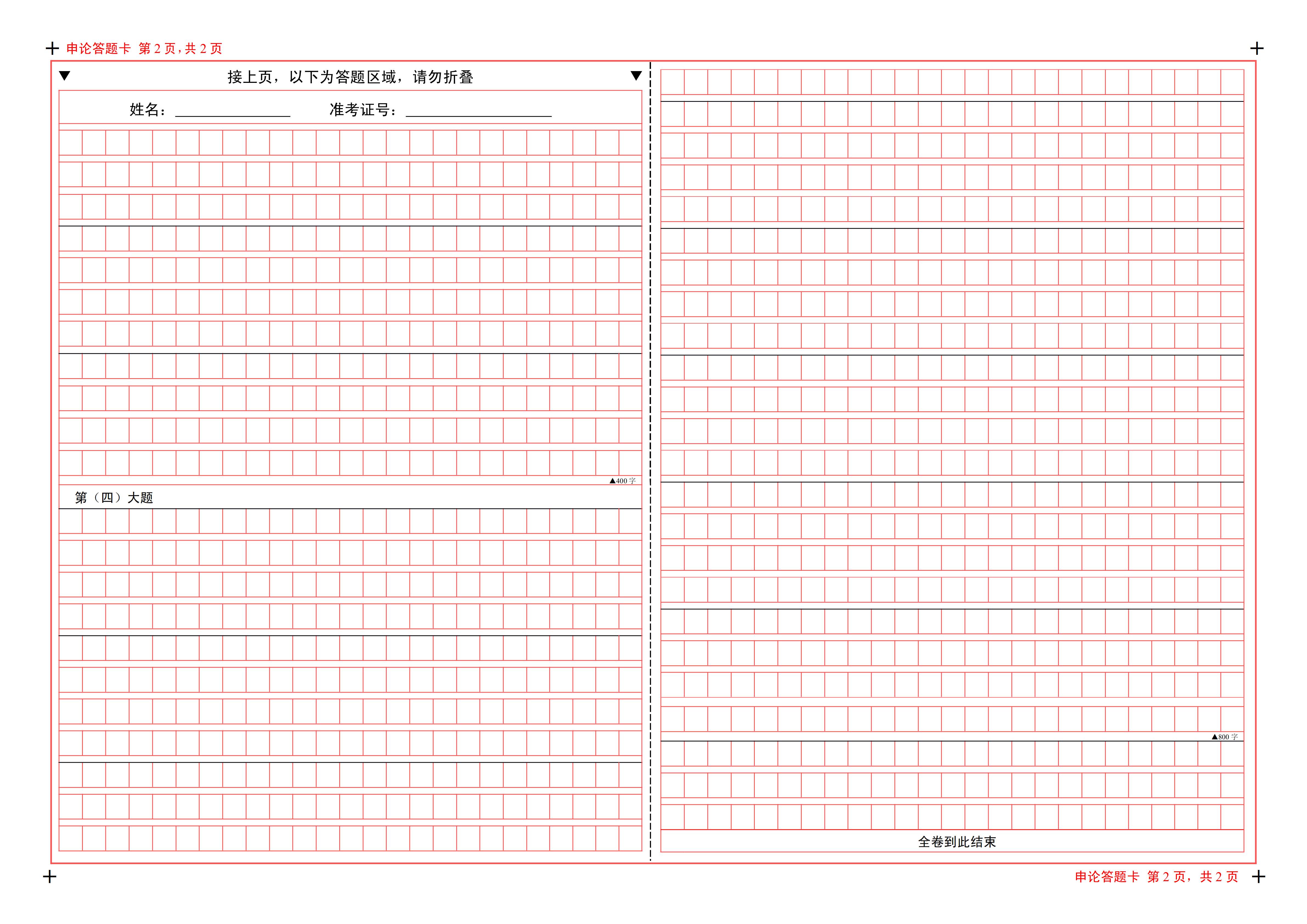 申论答题卡每道题与题之间有间隔一行的必要吗