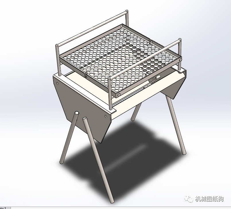 生活艺术手提式简易烧烤架3d数模图纸solidworks设计