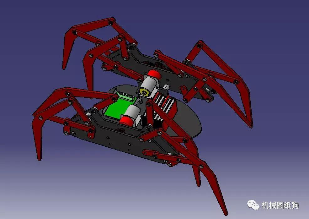 机器人蜘蛛爬行机器人3d模型图纸step格式