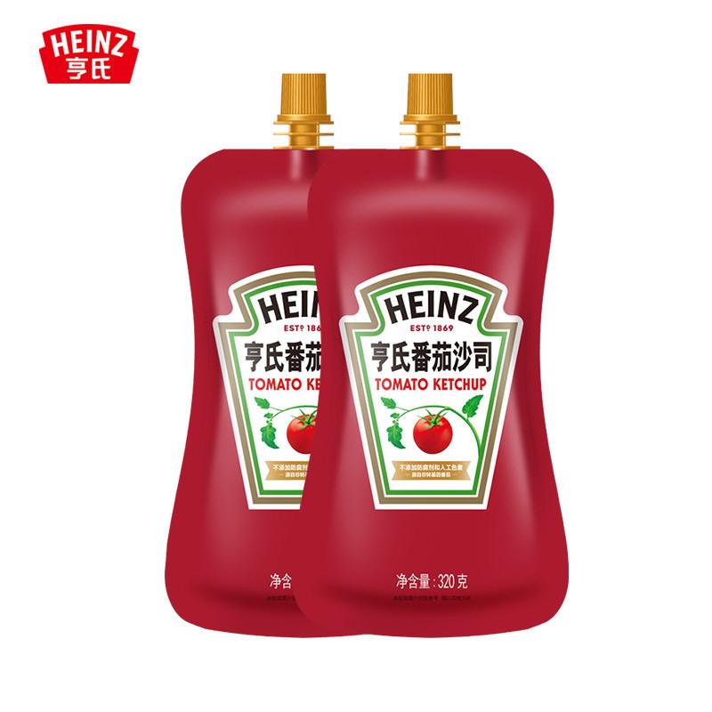 亨氏(heinz) 番茄酱 袋装番茄沙司 意大利面薯条酱 320g*2袋 卡夫亨氏