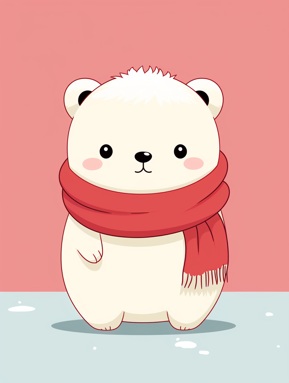 的想法: 宝宝,天冷了,戴围巾吧 | prompt:very cute polar bear