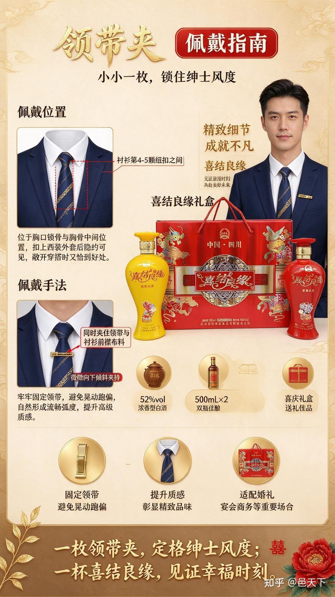 领带夹佩戴技巧，解锁男士精致穿搭