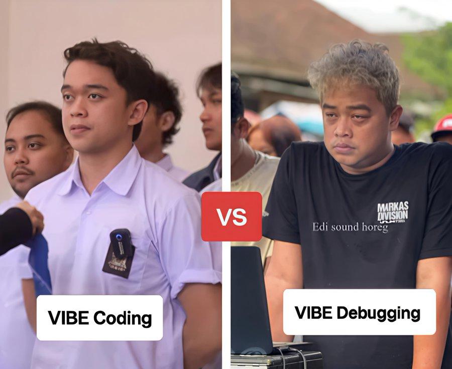 wangleineo 的想法: 一些Vibe Coding的梗图 | 大家Vibe Coding的体验如何?是图上这种崩溃的体验?还是爽到飞起 ...