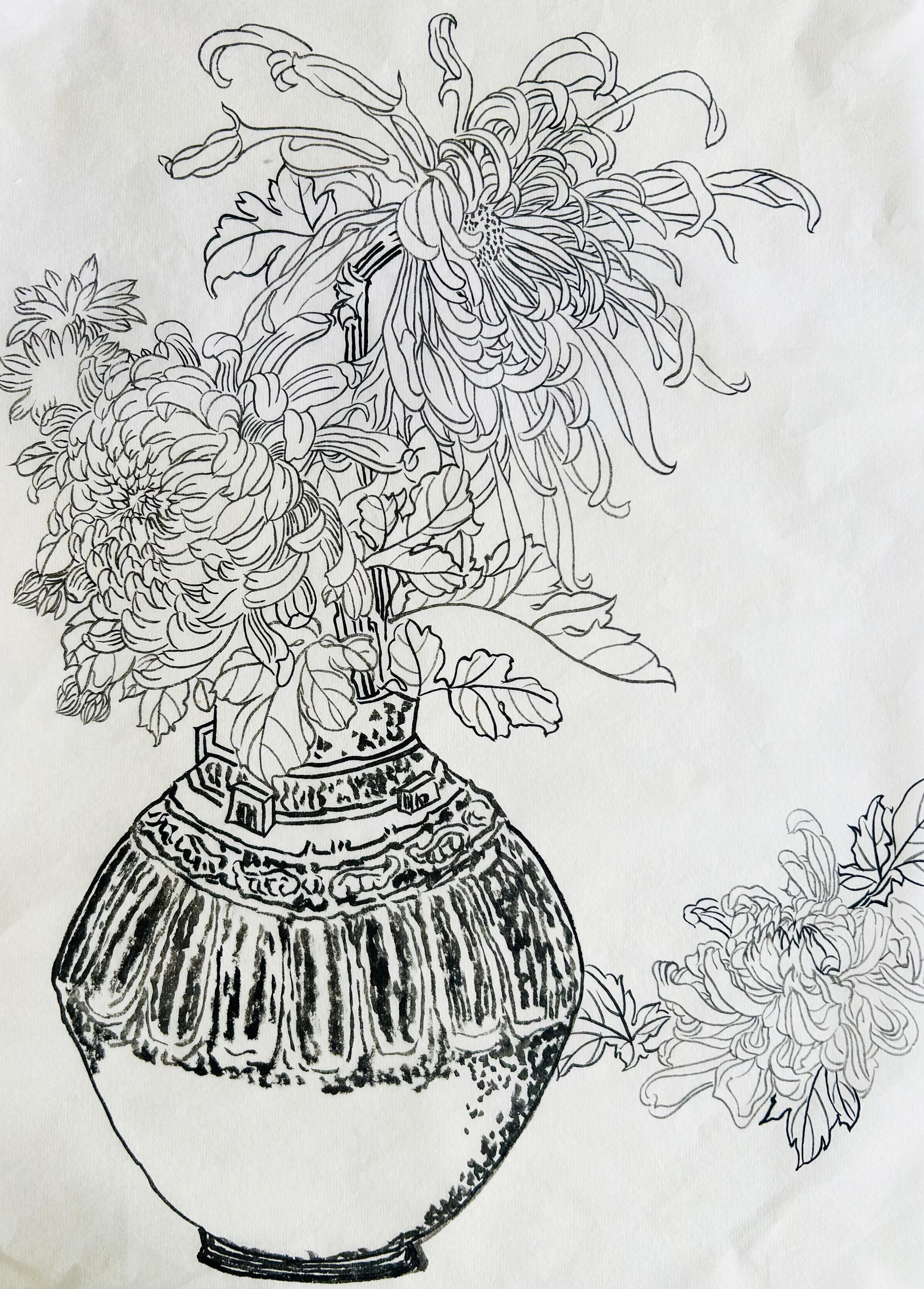 静观斋 的想法: 国画白描花鸟练习之二十