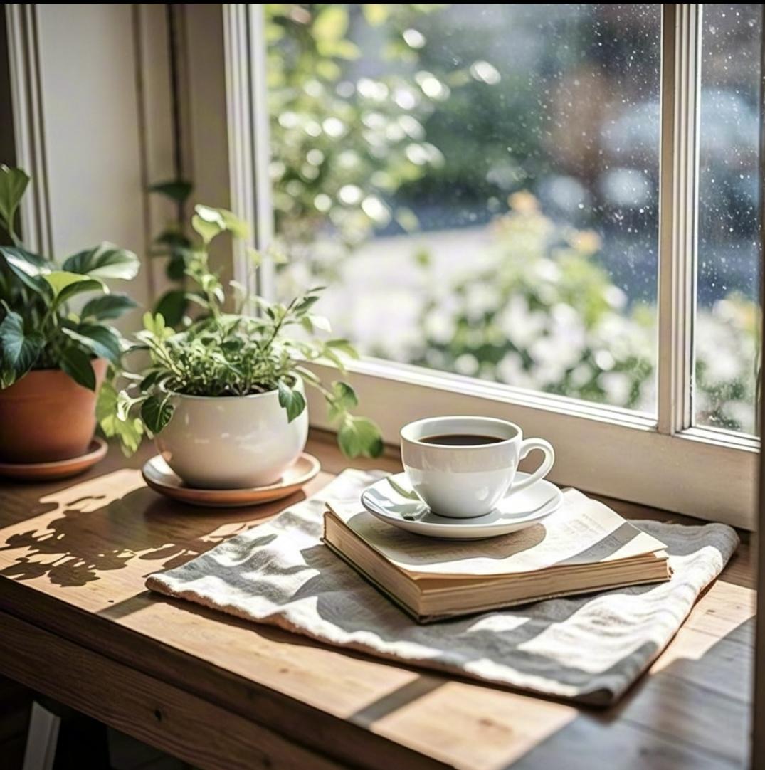 阳光洒满窗台一杯咖啡静享午后悠闲时光图片描述