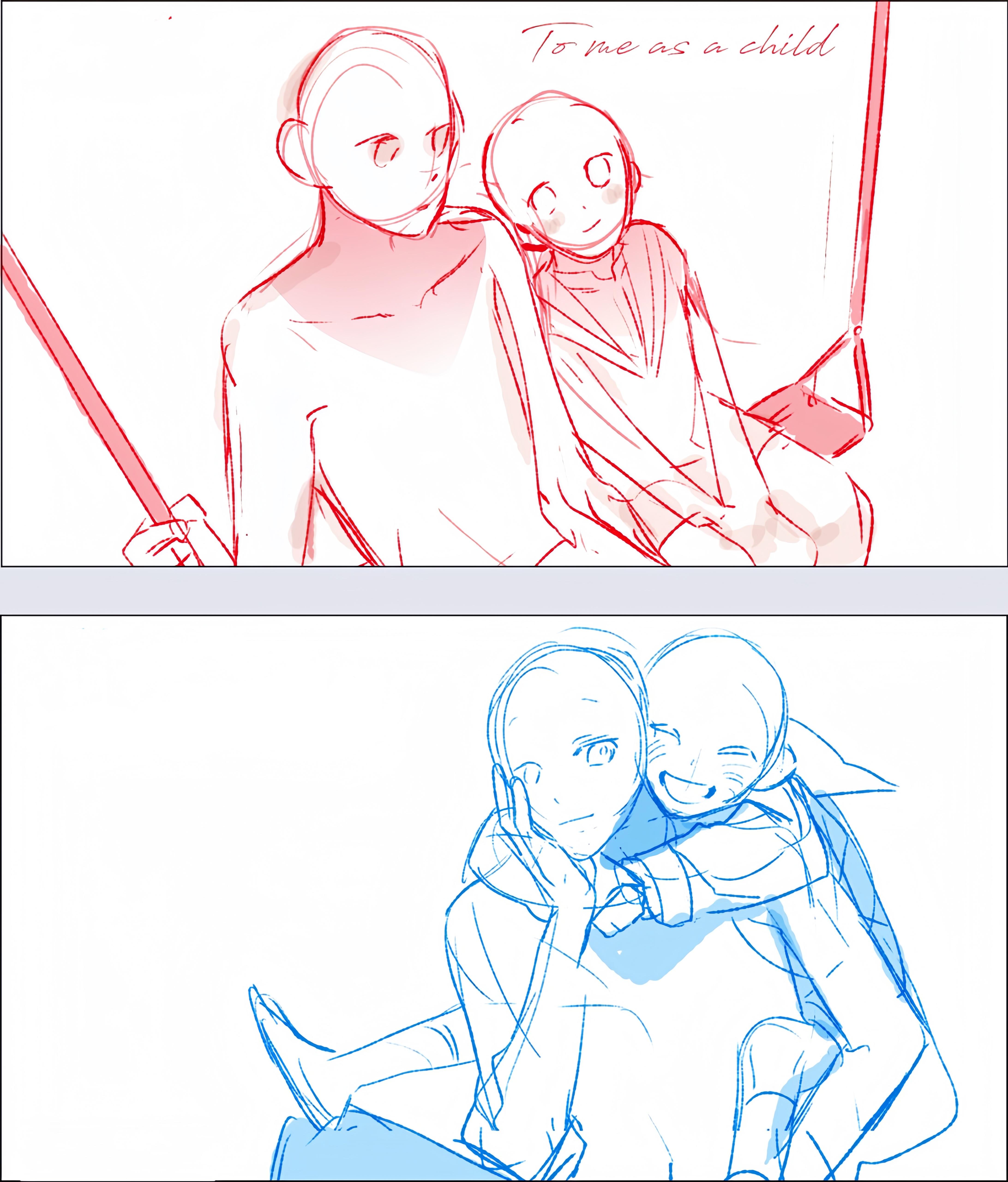 星光闪耀的小画家 的想法: 【素材】双人线稿丨情侣故事感互动素材