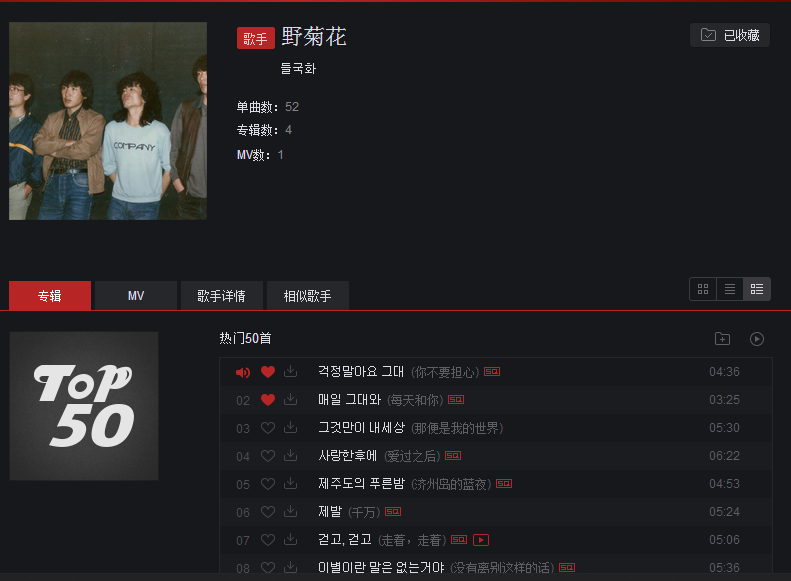 有人知道韩国的野菊花乐队吗?