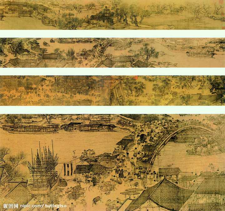 有一张从国家博物馆得到的7亿像素的超高精扫描版《清明上河图》，现在