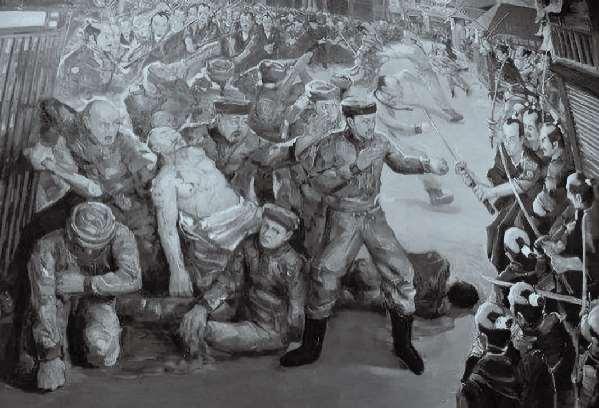 收藏于中国山东威海甲午战争纪念馆的「长崎事件」相关画作
