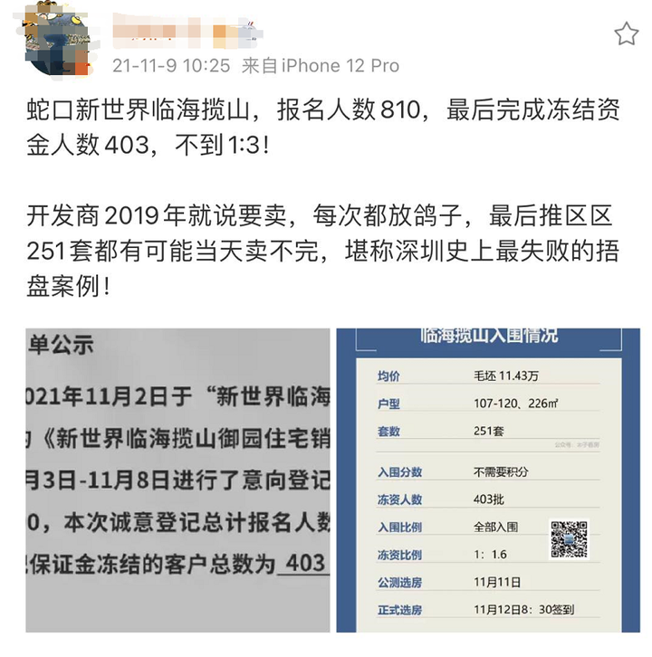 深圳一楼盘被调侃为捂盘大王,现今价格低于预期现房销售,认筹率仅 41%,被质疑捂盘失败,具体情况如何? - 知乎