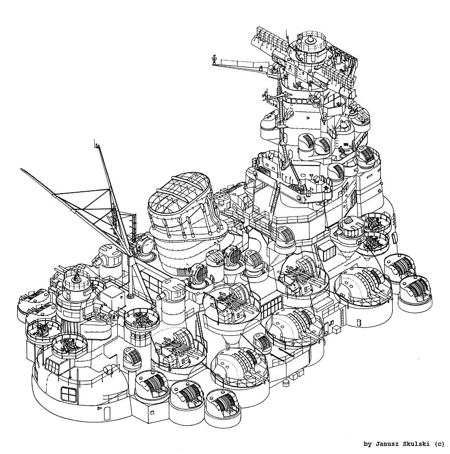 哪里能找到标注详细的战列舰的图纸