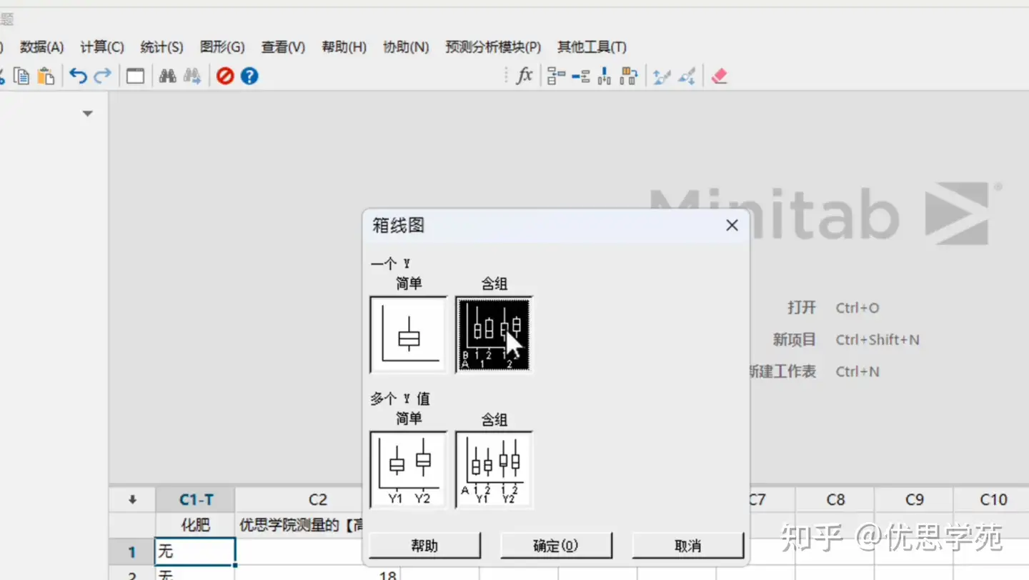 优思学院|minitab绘画多组y值比较的箱线图