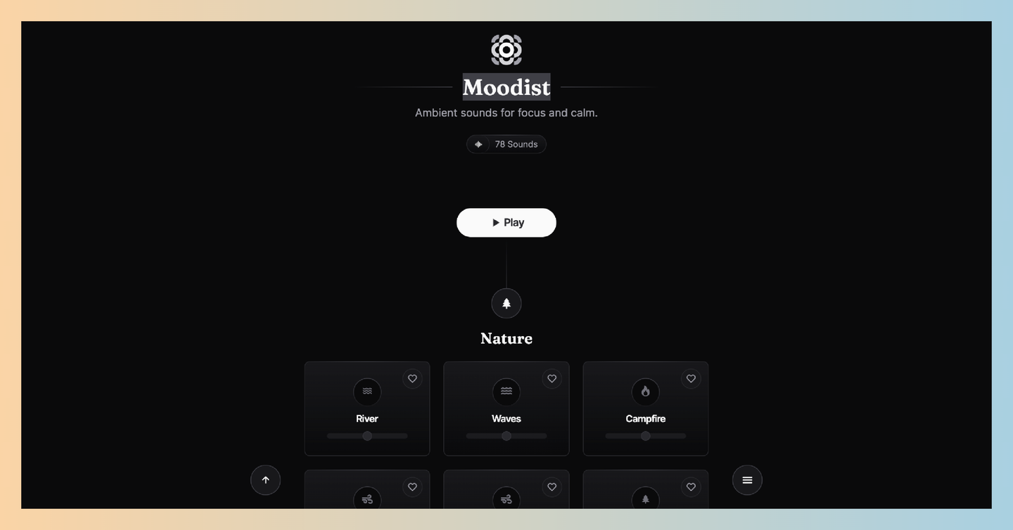 Moodist:一个完全免费的白噪音网站,帮助你找到适合自己的声音环境,让你轻松专注和放松-墨桅博客