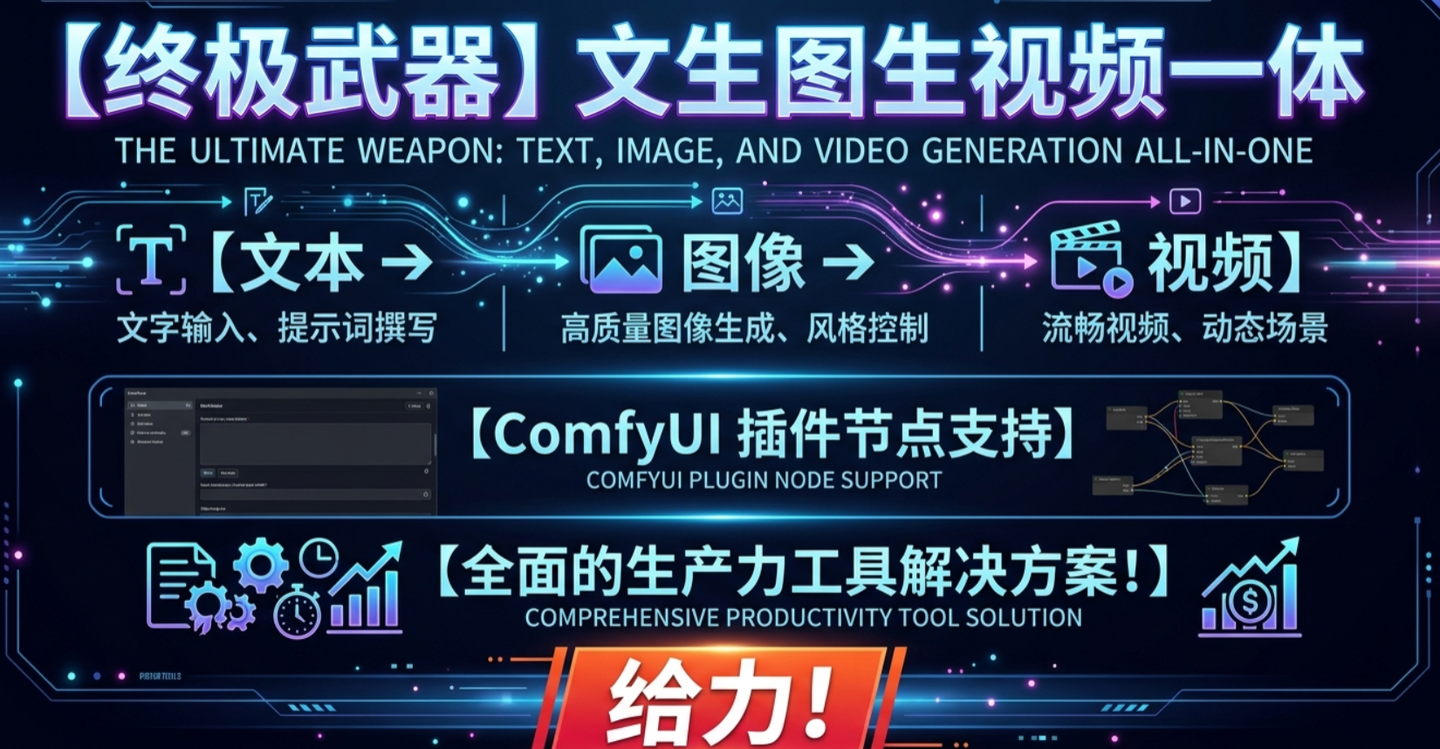 【closerAI ComfyUI】最强王炸：文本、图像、视频生成等一网打尽，comfyUI插件节点支持，一套全面的生产力工具方案！强！