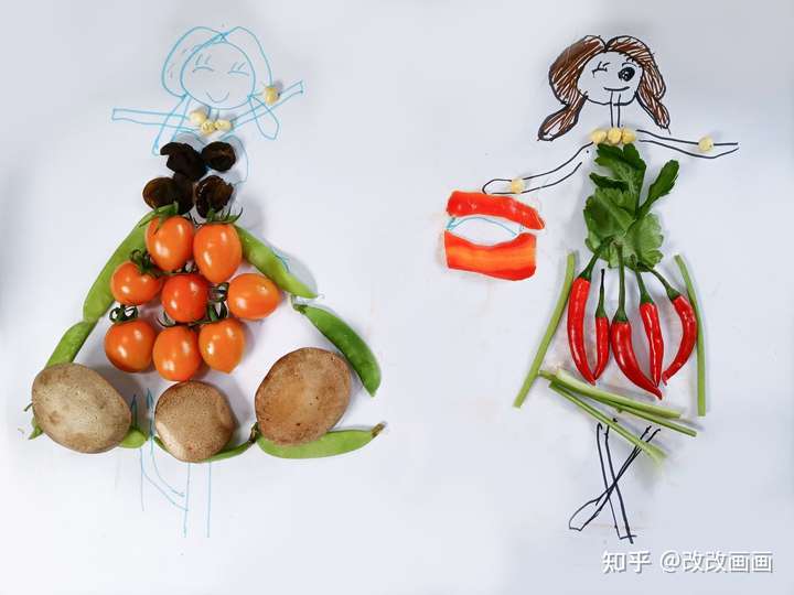 这是我跟孩子们用蔬菜画的画