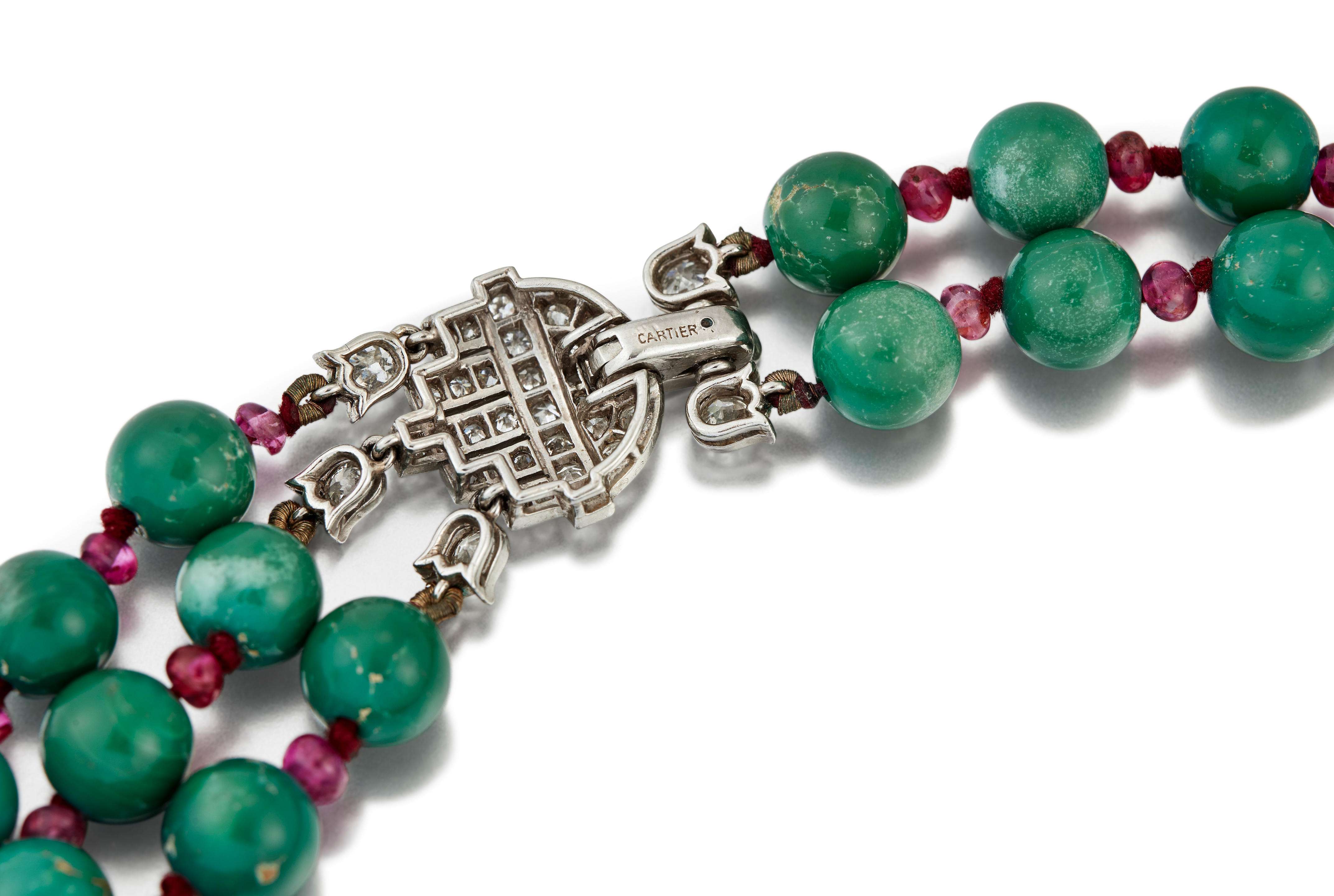 陶叔淘世界 的想法: 卡地亚装饰艺术时期制作的一条绿松石项链