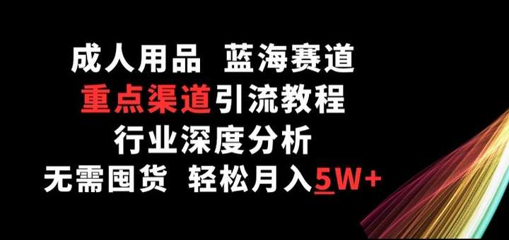 图片[1]-成人用品蓝海项目玩法揭秘，重点渠道引流教程，无需囤货月入5W+-暗冰资源网