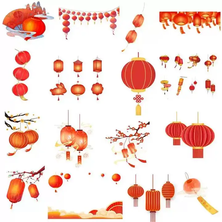 图片[6]-76款新年灯笼素材-新年春节手绘灯笼PNG免扣素材喜庆装饰传统中国风红色装饰元素【电商热销711】-暗冰资源网