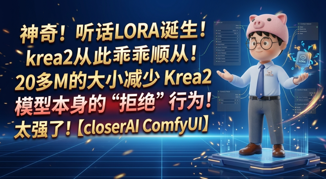 神奇！听话LORA诞生！krea2从此乖乖顺从！20多M的大小减少 Krea2 模型本身的“拒绝”行为！太强了！