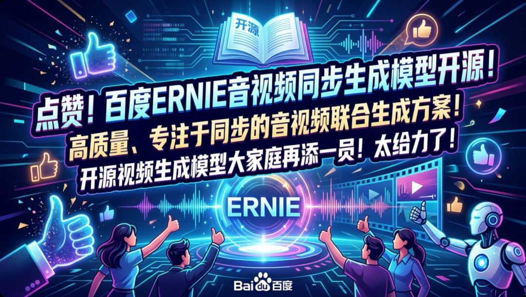 必须又要点赞！百度ERNIE开源音画同步生成模型！一个高质量、专注同步的联合音视频生成方案！开源界视频生成模型又添一员！赞！