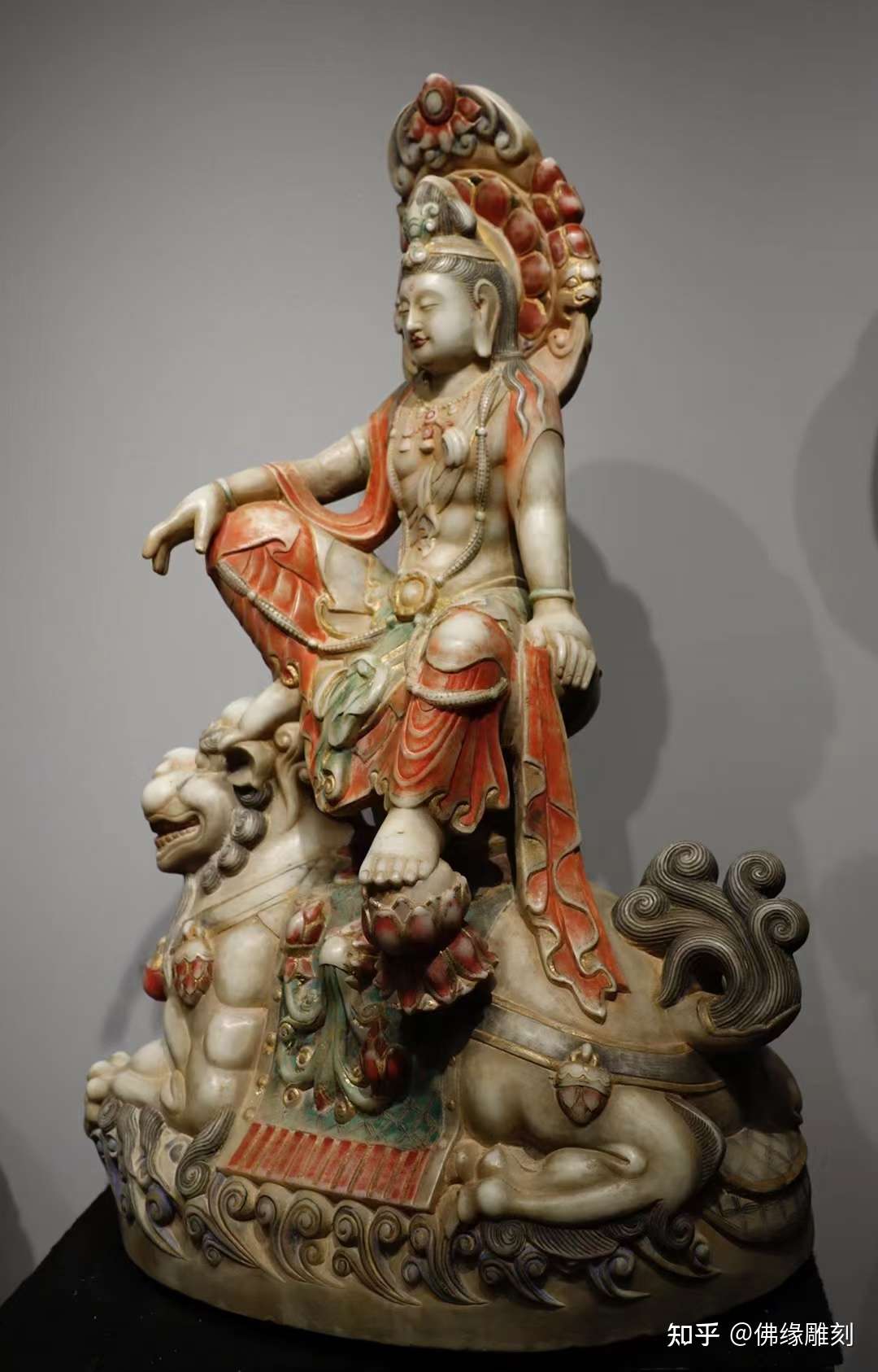 佛缘雕刻 的想法: 唐 汉白玉彩绘 文殊菩萨造像!工艺精美!… - 知乎