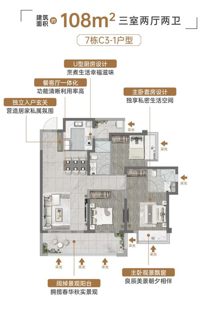 昆明新房能建未来城约108户型评测：端户大三房、超大采光面-昆明楼盘网