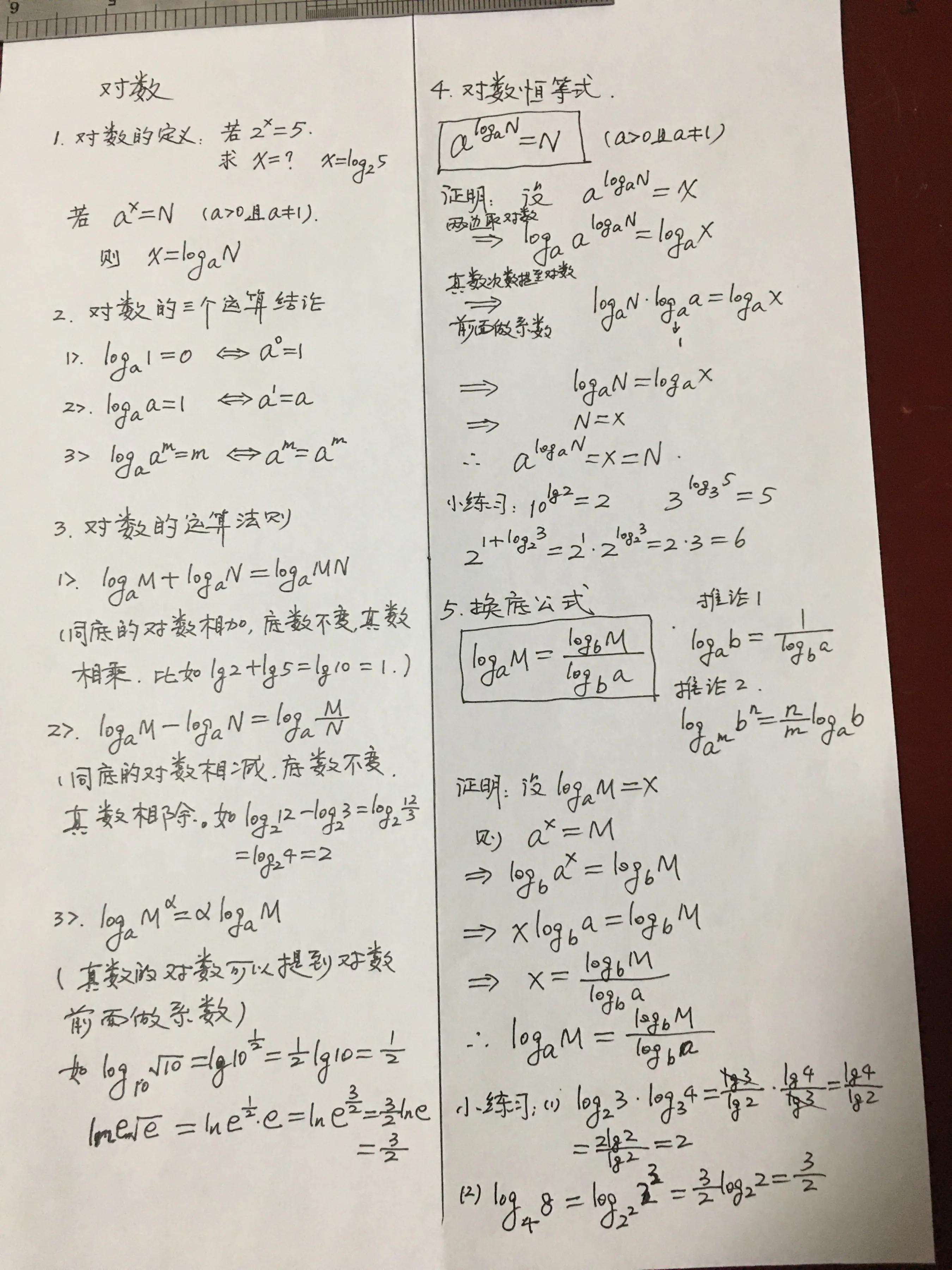 对数的运算法则及公式（高中函数log公式大全）