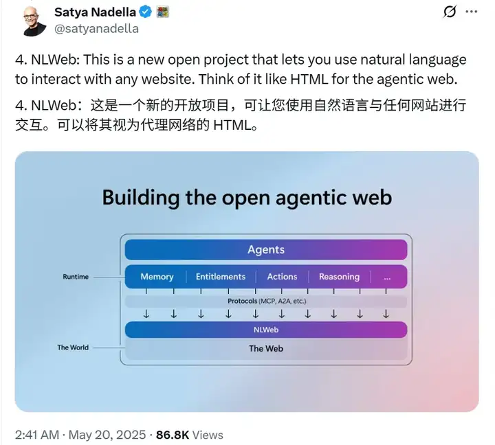 将对话界面直接引入Web，微软开源NLWeb，实现ChatGPT级别搜索