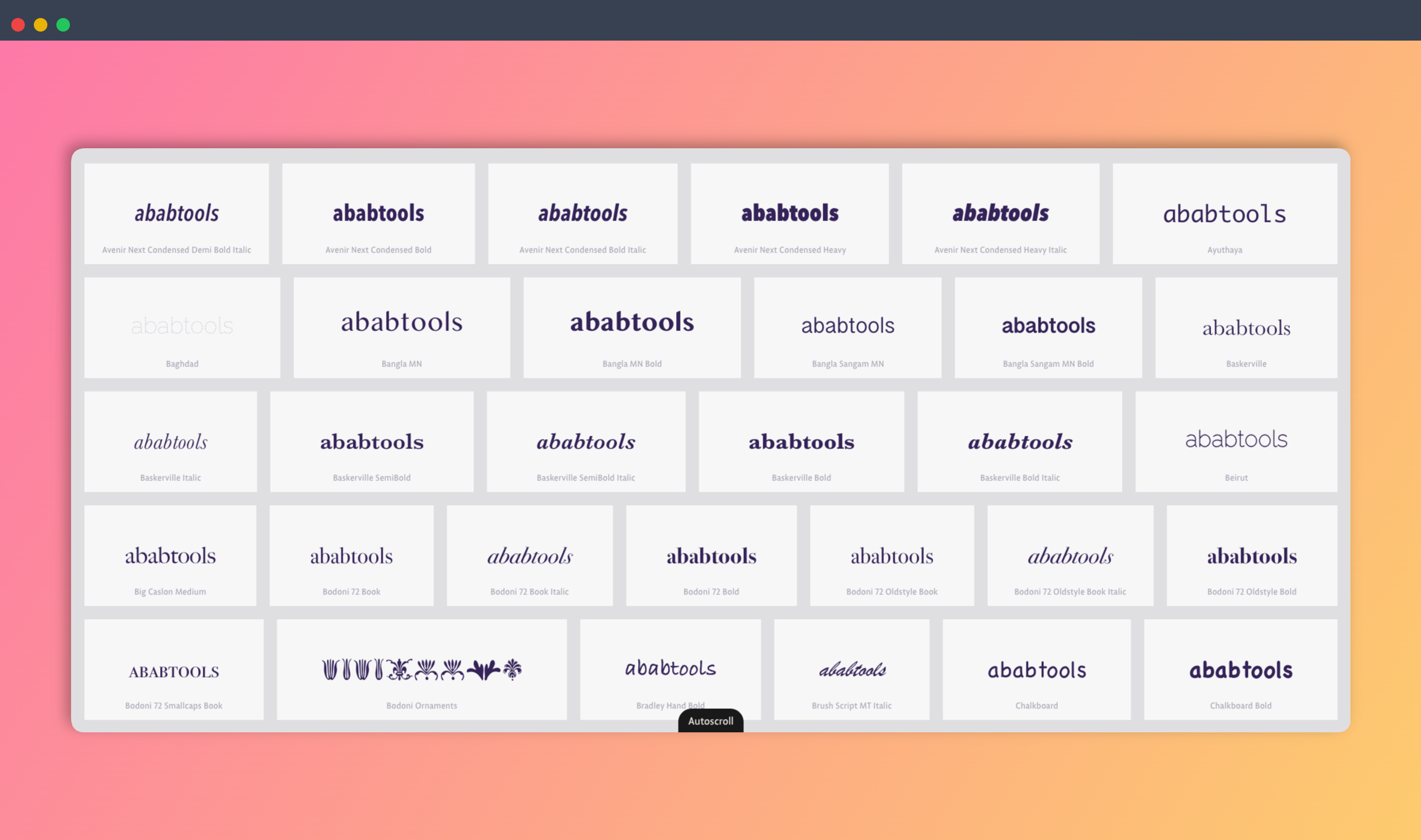 Wordmark：一款免费的在线字体预览工具，它能快速读取你电脑上安装的所有字体，并以你输入的文字进行实时预览