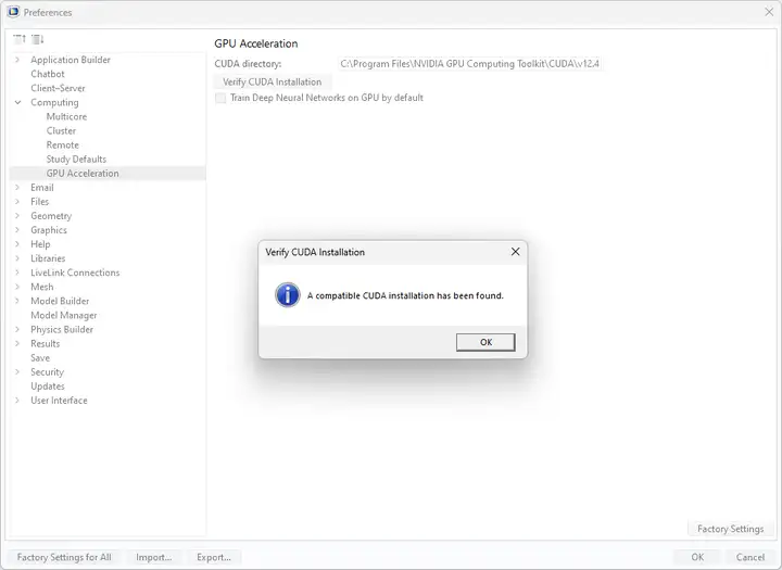 在 COMSOL Multiphysics 中设置 GPU 加速计算的图3