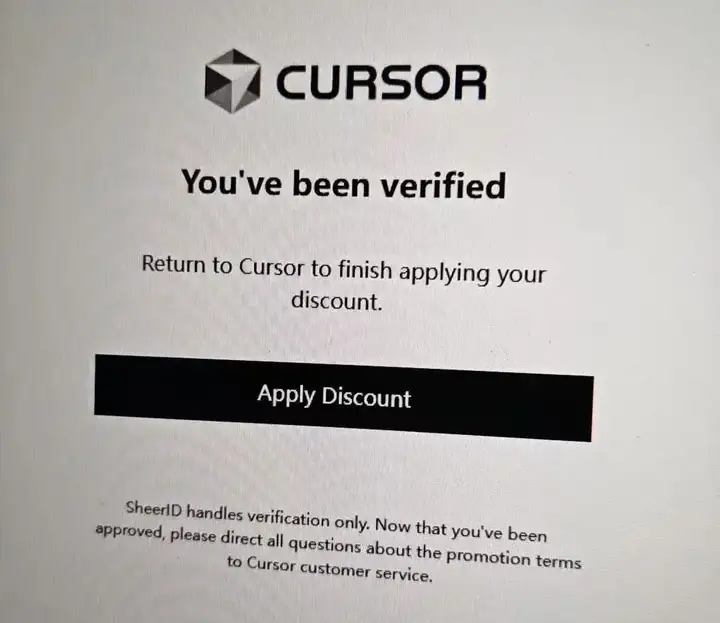 Cursor教育优惠非学生也能蹭～Cursor Pro 免费一年最新教程，亲测有效