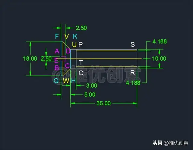 开槽沉头螺钉画法（工程制图开槽沉头螺钉画法）