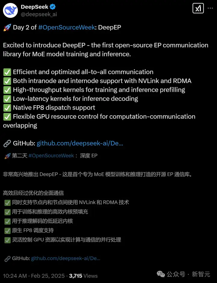 刚刚，DeepSeek开源DeepEP通信库，千亿MoE训推颠覆级创新！FP8狂飙，带飞GPU