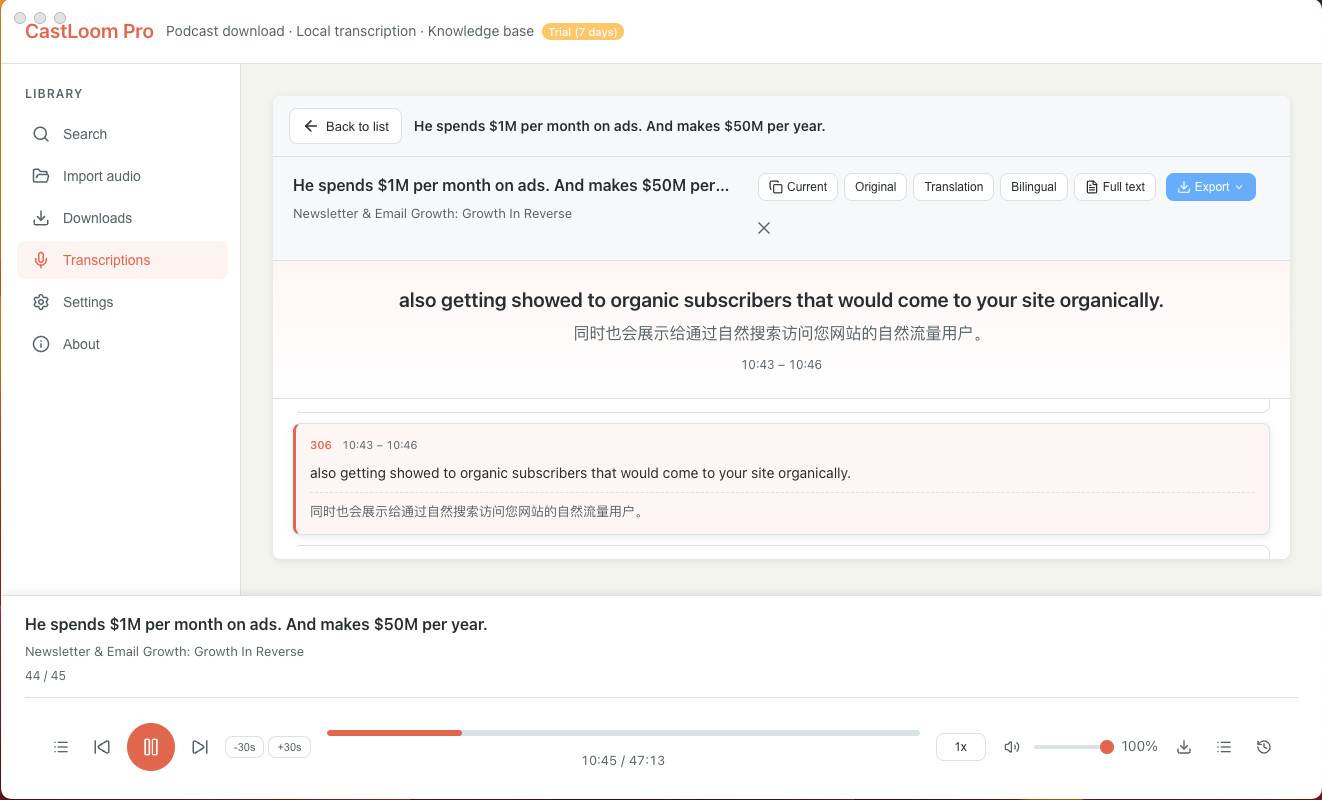 Play with live subtitles