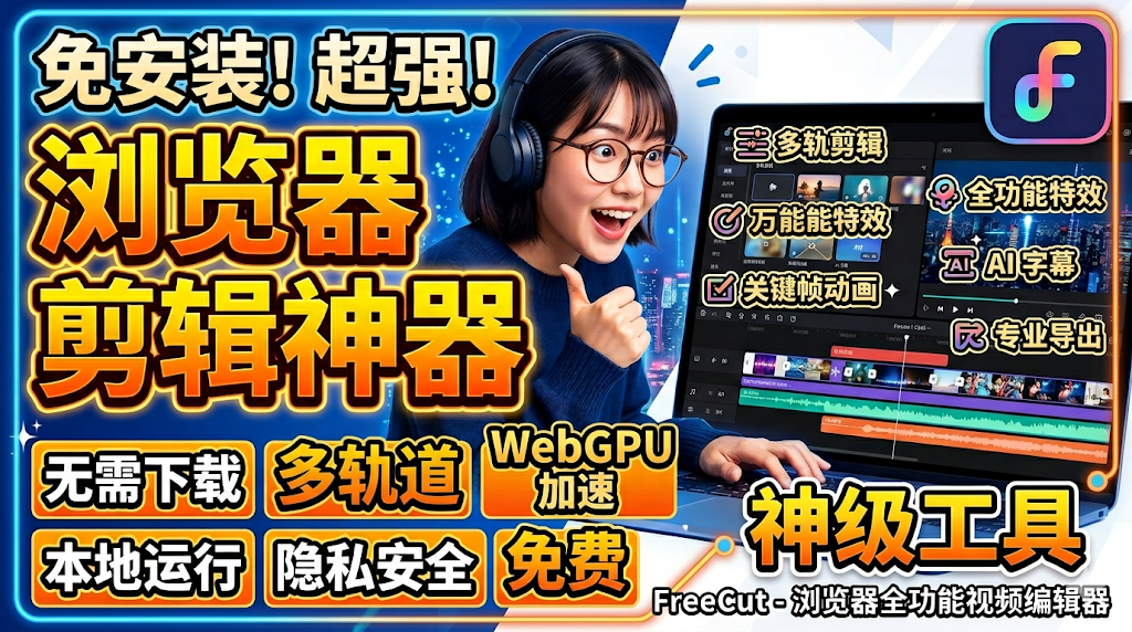 FreeCut：一个在浏览器中运行的开源视频编辑工具，支持本地多轨剪辑和实时预览，无需安装软件即可使用