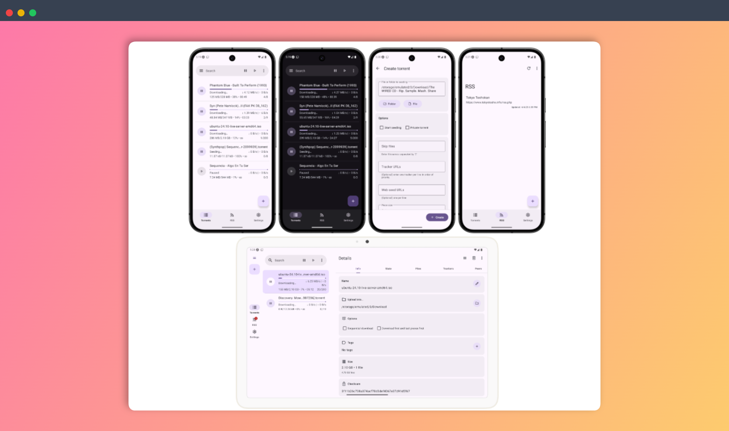 LibreTorrent：免费开源的安卓端BT/P2P 文件下载客户端，支持磁力链接、DHT、RSS订阅等多种高级功能