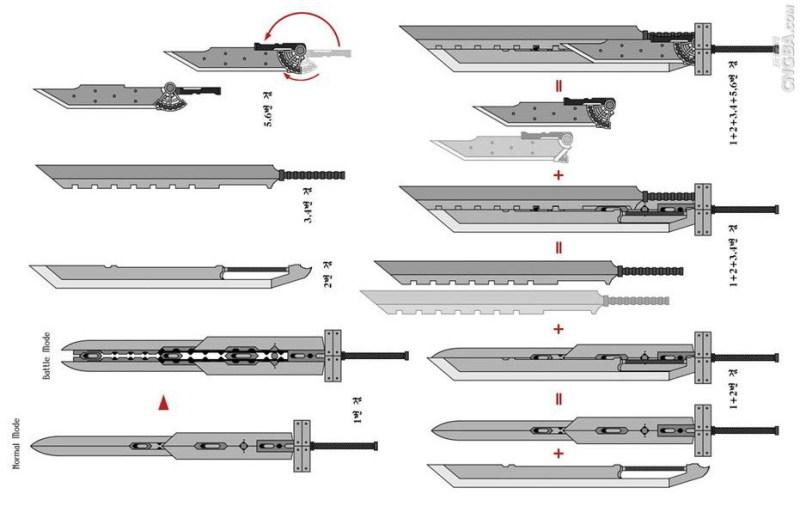 求一份清晰的最终幻想中克劳德扎克斯的武器六式的设计图