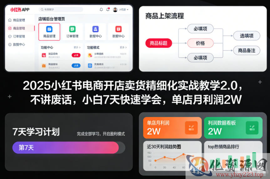 2025小红书电商开店卖货精细化实战教学2.0，不讲废话，小白7天快速学会，单店月利润2W