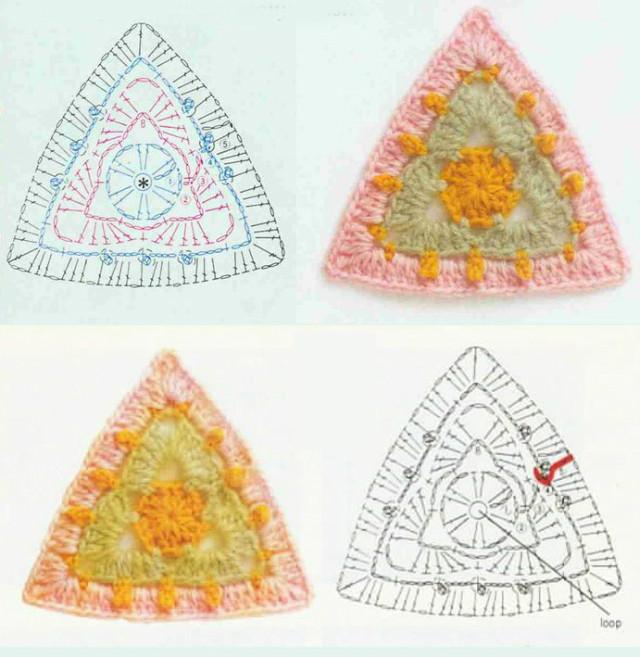 6款三角形钩针单元花 简单好看拼花钩针花样