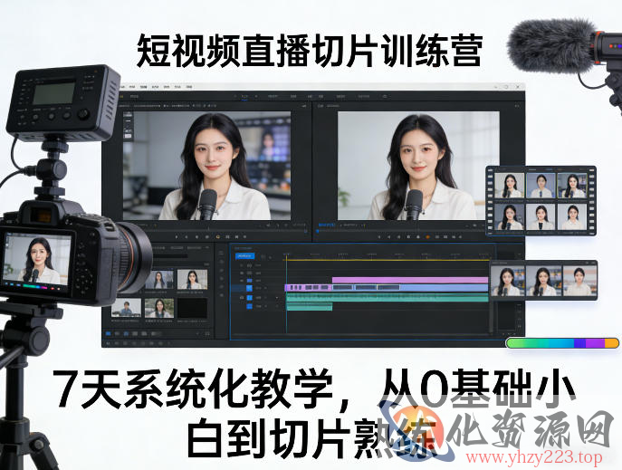 短视频直播切片训练营，7天系统化教学，从0基础小白到切片熟练