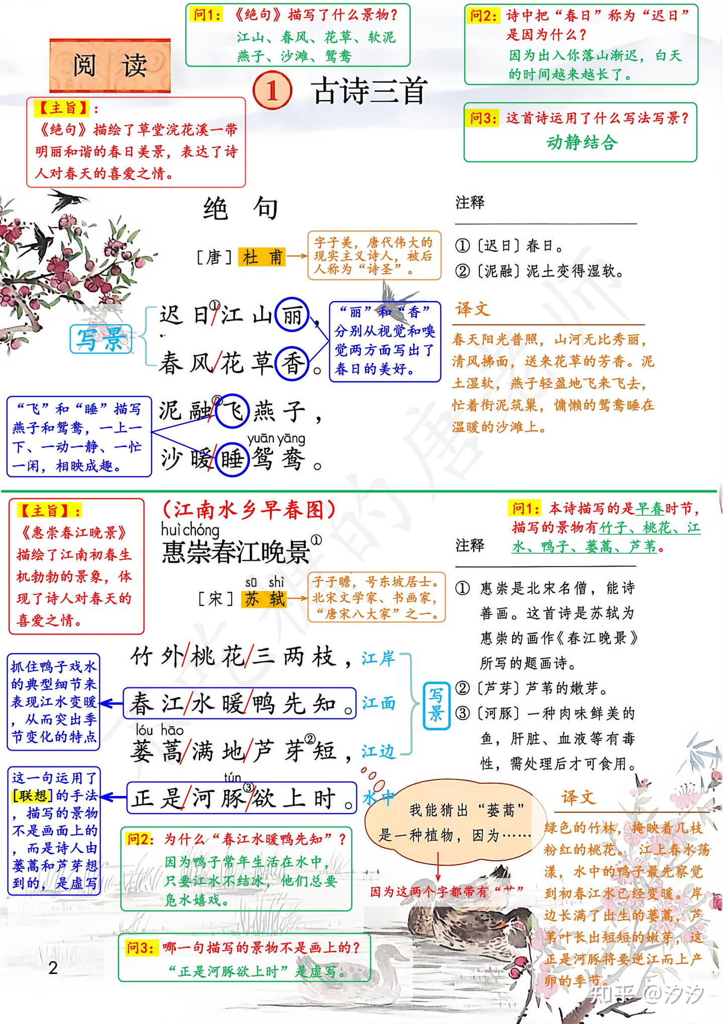 三下语文新教材古诗三首课堂笔记；收藏复习 - 知乎