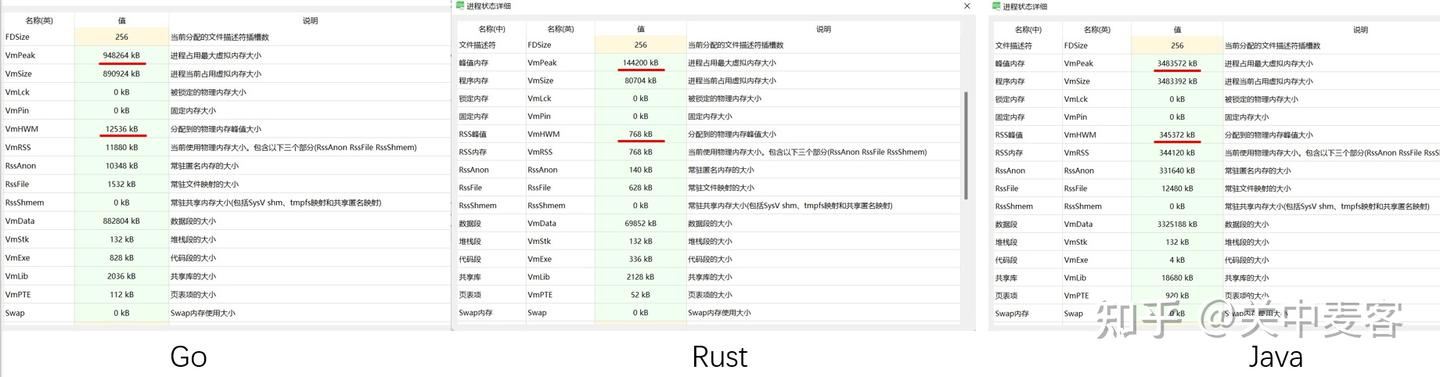 想不到内存差异竟然这么大：Go vs Rust - 知乎