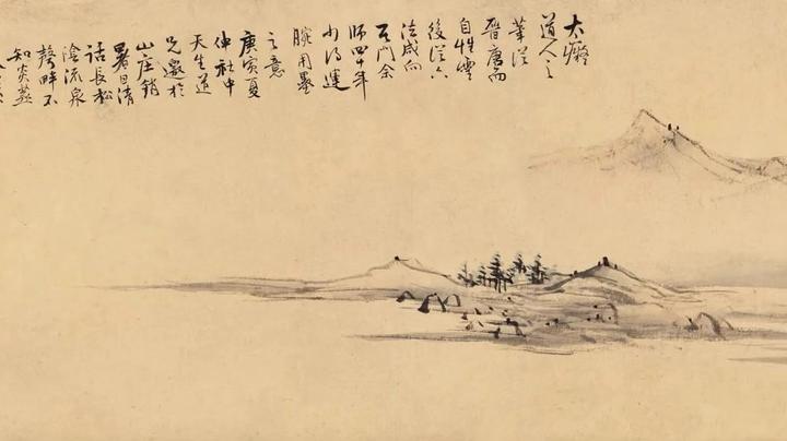 模写 清人藍田 粛密画山水図 肉筆水墨画 掛軸 藍瑛 清朝 - 工芸品