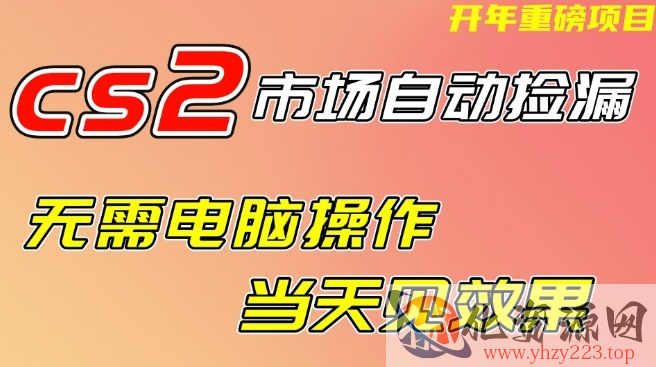 CS2市场自动捡漏项目，无需电脑操作，无需进入游戏，当天见效果，支持任何形式验证【揭秘】