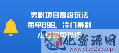 男粉项目高级玩法，每单899，冷门暴利，小白也可操作