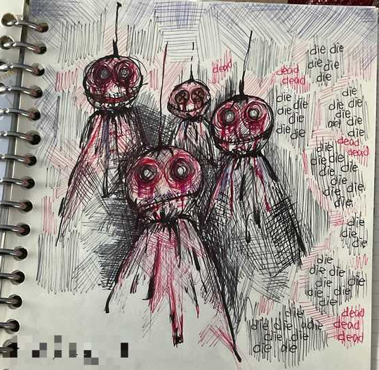 我弟这画什么意思 我越看越觉得恐怖? - 知乎